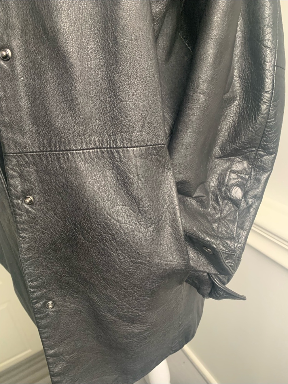 Vintage Kathy Ireland Black Leather Classic Snap-Front Jacket